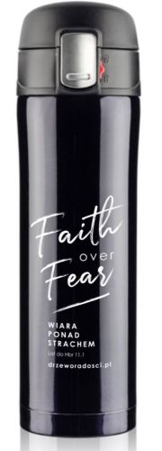 Księgarnia religijna sklep: Kubek termiczny "WIARA PONAD STRACHEM" 440 ml czarny