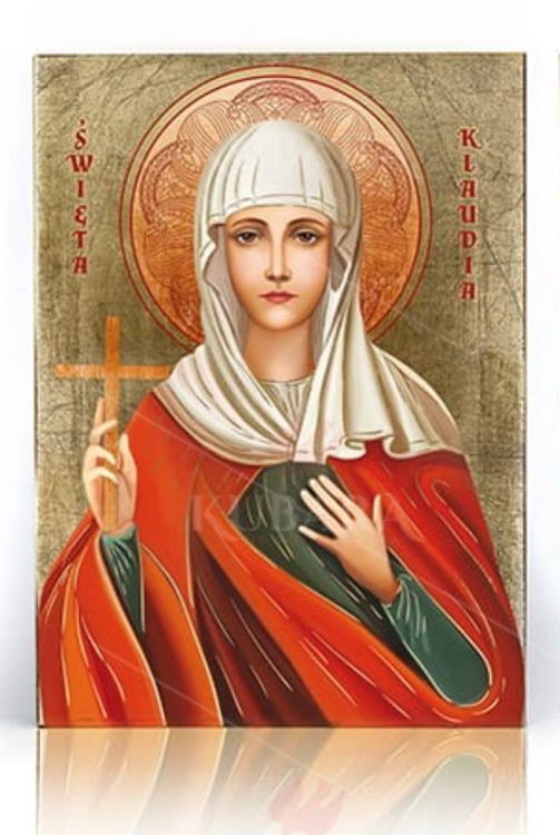 Ikona złocona święta Klaudia 12 x 16 sklep chrześcijański e-religijne.pl upominki religijne