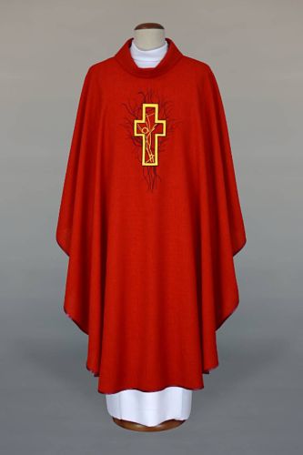 Szaty liturgiczne ornaty: Ornat haftowany czerwony lekki 1-394-2