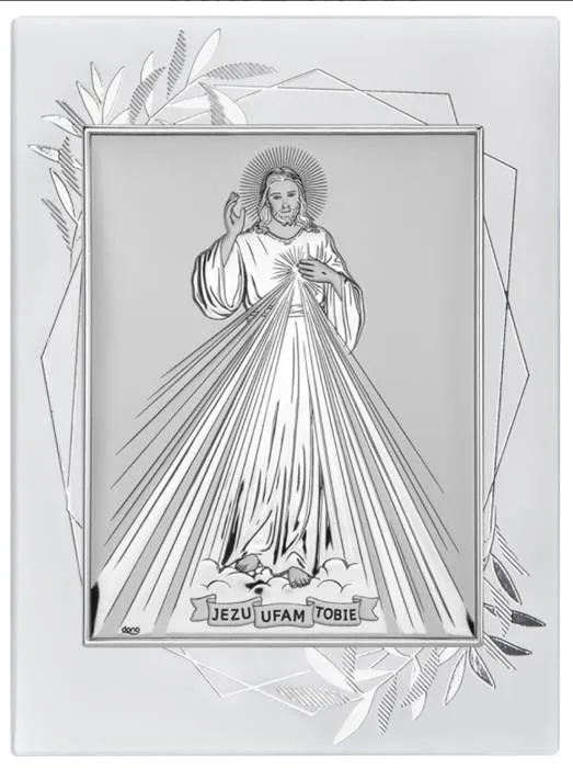 Sklep chrześcijański: upominki religijne: Jezu Ufam Tobie - obrazek srebrny DS34FO/2 15 x 20 cm