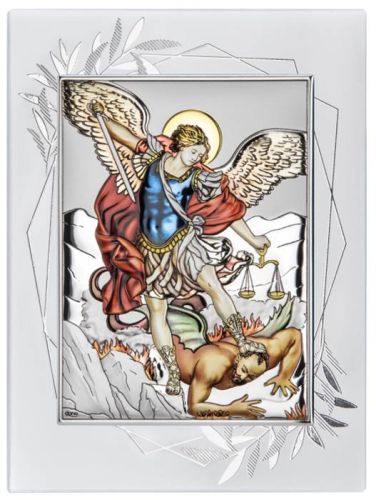 Sklep chrześcijański: Święty Michał Archanioł - obrazek srebrny DS40FO/2C 15 x 20 cm