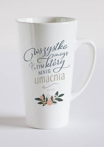 Szaro - sklep: Kubek wysoki latte "Wszystko mogę w tym który mnie umacnia" ( Flp 4,13)
