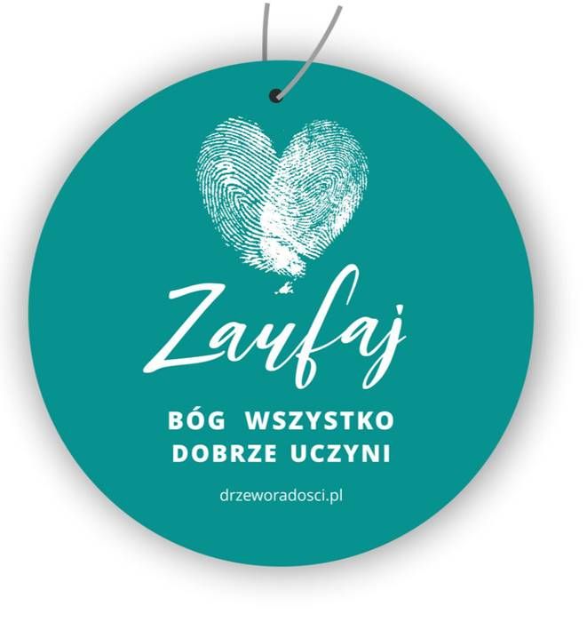 Księgarnia religijna sklep: Zawieszka zapachowa do auta NEW CAR "Zaufaj Bóg wszystko dobrze uczyni"