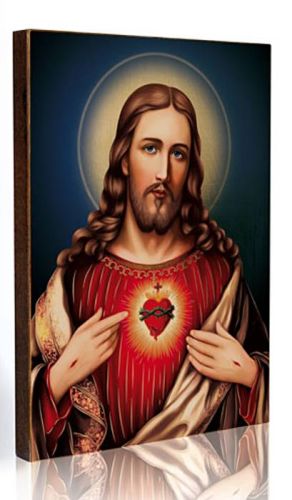 Upominki religijne sklep z obrazami i ikonami dewocjonalia: Najświętsze Serce Pana Jezusa obraz na złoconej desce 12 x 16