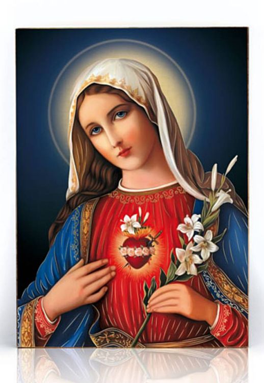 Najświętsze Serce Maryi obraz na złoconej desce olchowej 12 x 16 dewocjonalia upominki religijne sklep