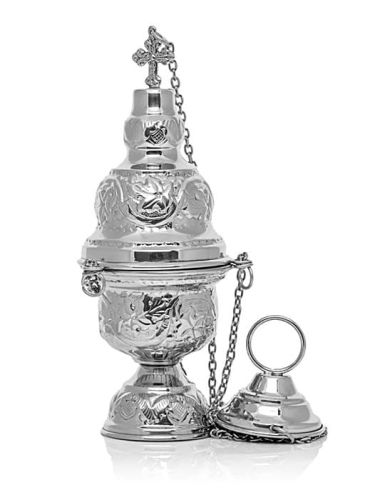 Sklep z dewcjonaliami: Kadzielnica trybularz niklowany mosiężny - kolor srebrny M22244N