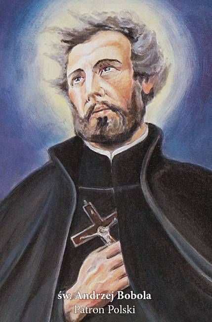 Księgarnia religijna produkty sakralne: Obrazek ze św. Andrzejem Bobolą pocztówka z modlitwą o pomoc w trudnych czasach (10 sztuk)