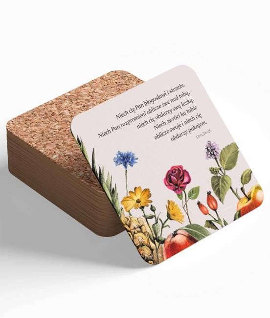 Podstawka korkowa z biblijnym cytatem "Niech cię Pan błogosławi ..." (Lb 6,24-26) księgarnia religijna