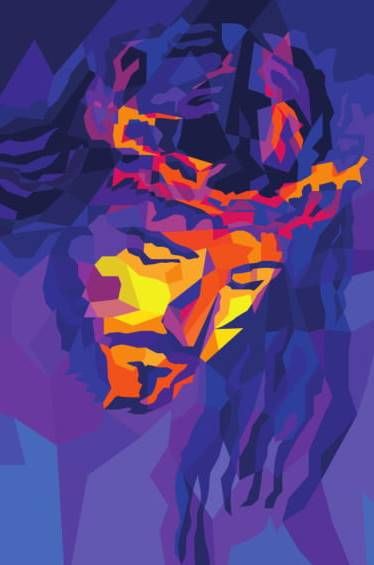 Jezus w koronie cierniowej - diamentowa mozaika WYKLEJANKA do układania