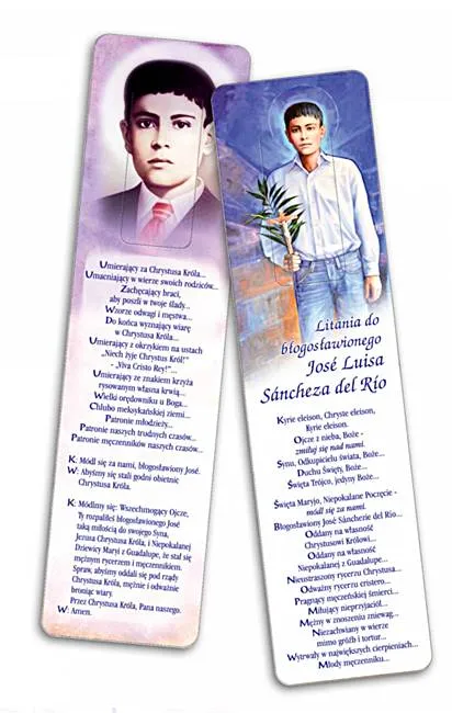 Religijna księgarnia chrześcijańska Zakładka religijna do książki błogosławiony Jose Louis Sanchez del Rio z litanią