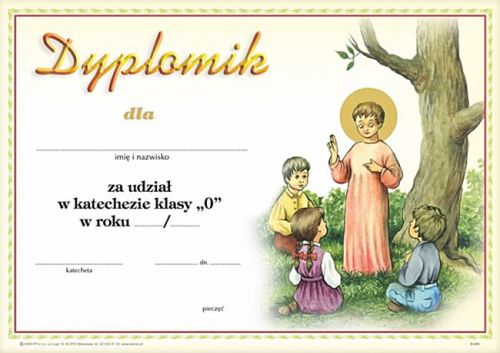 Dyplom religia klasa 0 (D-009) sklep chrześcijański pomoce katechetyczne do nauki religii