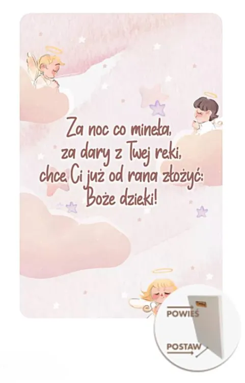 Obrazek z aniołkiem i modlitwą dziecka "Za noc co minęła ..." MD1