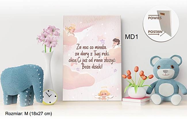 Obrazek z aniołkami i modlitwą "Mój ukochany Boże wiem, że Ty wszystko możesz"" MD3 (18 x 27 cm)