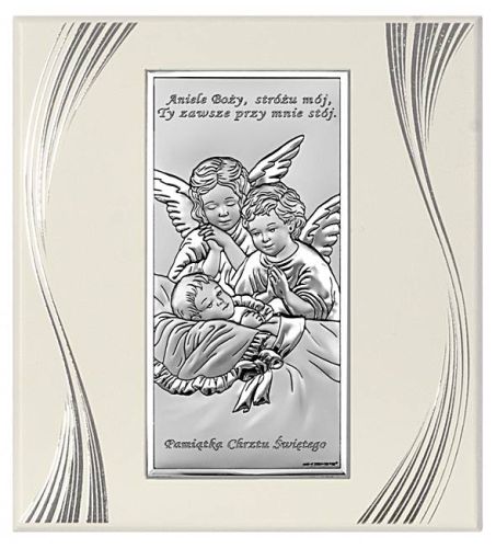 Obrazek srebrny na chrzest Aniołki nad kołyską 6468SF/2X sklep | sklep obrazki na Chrzest Święty