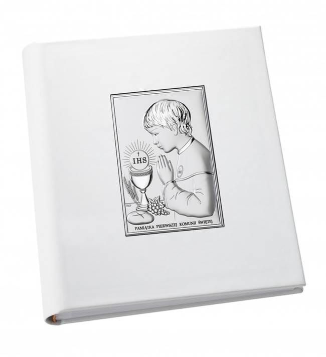 Album na zdjęcia z I Komunii Świętej ze srebrnym obrazkiem DS07/04/2O, 21X26 księgarnia religijna sklep