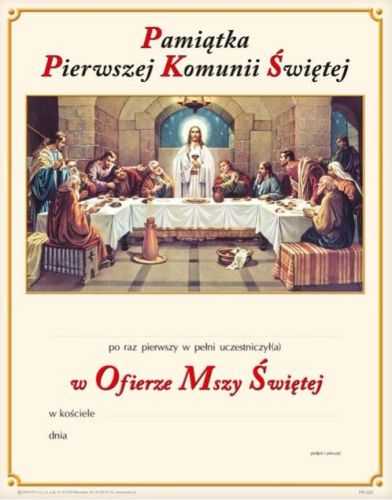 Obrazek I Komunia do zawieszenia na ścianie Pamiątka I Komunii do ramki