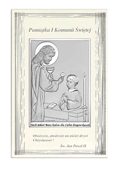 Obrazek srebrny na prezent z okazji I Komunii dla chłopca 6596 F/2XO, 13 x 21
