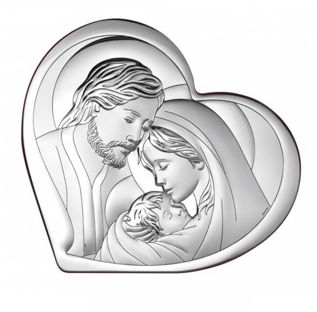 Obrazek srebrny Święta Rodzina prezent ślubny 6432/2 12X10 sklep srebrne prezenty ślubne