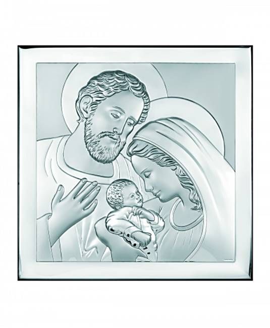 Obrazek srebrny ze Świętą Rodziną religijny upominek na ślub 6435/2X, 12X12 sklep upominki srebrne