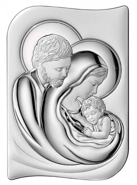 Obrazek Święta Rodzina ze srebra elegancki prezent na ślub B2644, 12X17 sklep księgarnia religijna