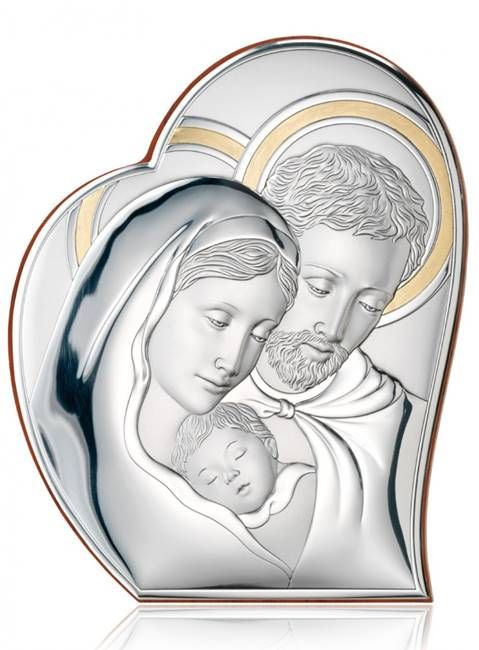 Święta Rodzina srebrny obraz na ścianę 81050/4ORO, 22X26 sklep prezenty srebrne na ślub