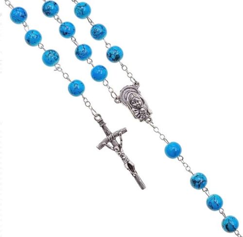 Różaniec niebieski marmurek R323 sklep z różańcami największy wybór