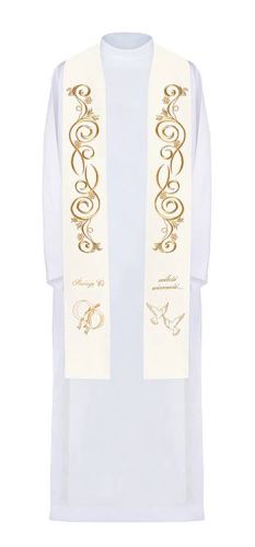 Stuła ślubna dłuższa haftowana KST/412 sklep chrześcijański wytwórnia orantów szat liturgicznych