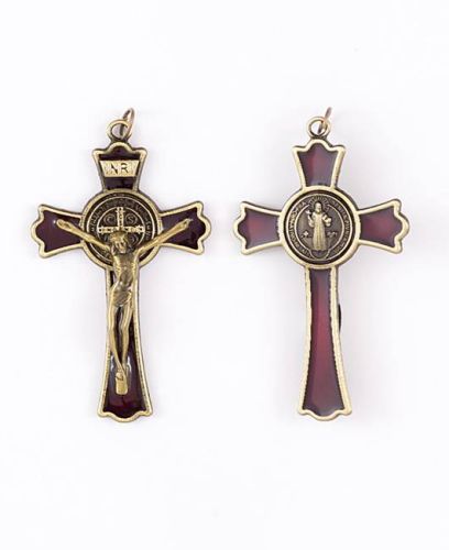 sklep dewocjonalia krzyżyki - Krzyż z medalikiem świętego Benedykta 7,5 cm K422G