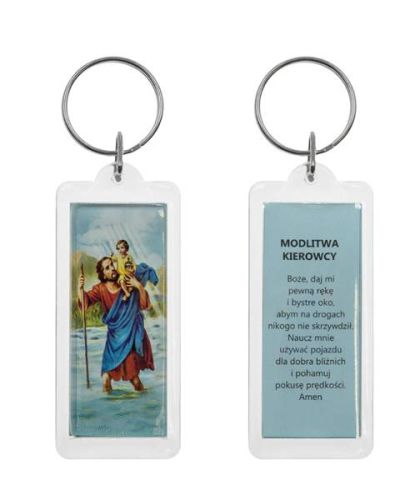 Sklep z dewocjonaliami zaopatrzenie parafii: Brelok św. Krzysztofa z modlitwą kierowcy KC 297A - poświęcenie samochodów 25 lipiec