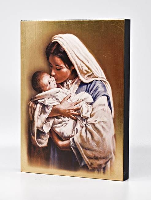 Obraz Maryja z Dzieciątkiem Jezus na desce z litego drewna 14 x 19 sklep chrześcijanski