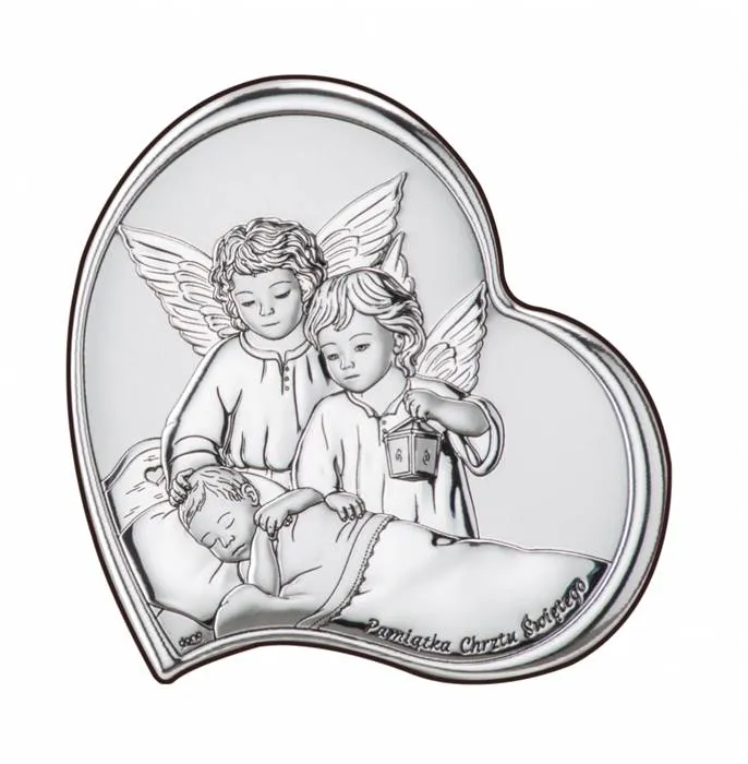 Pamiątka chrztu srebrny obrazek z aniołkami DS23/2, 11X11 sklep srebrne