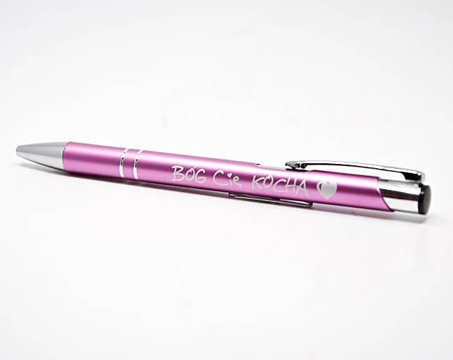 Długopis metalowy Bóg Cię Kocha różowy sklep chrześcijański