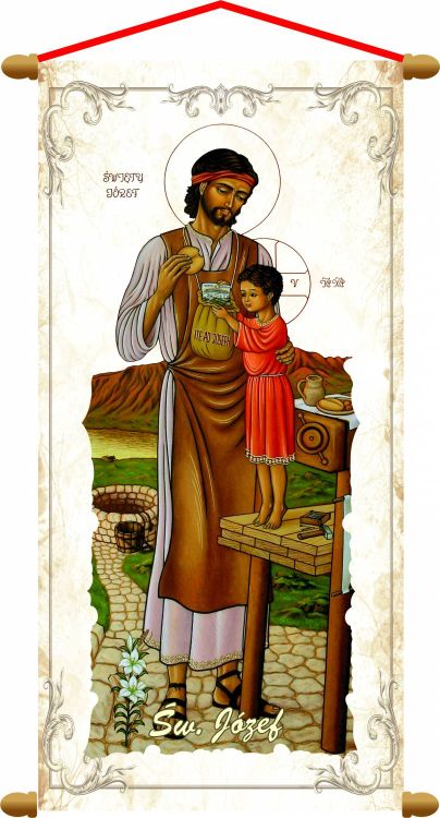 Ikona Świętego Józefa na zwoju 42 x 77cm sklep z obrazami i upominkami religijnymi