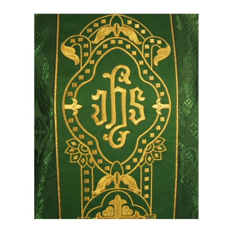 Uroczysty bogato haftowany ornat zielony K335 producent szat liturgicznych Grudziądz KORBIK