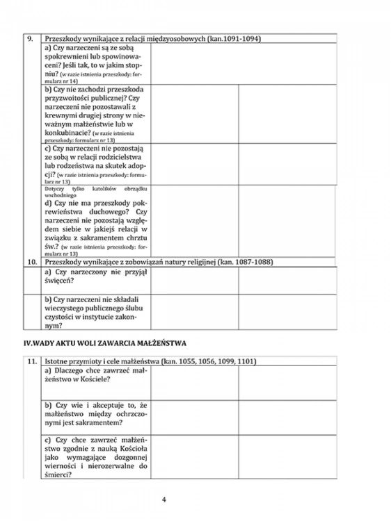 Protokół przedmałżeński - druki do kancelarii parafialnej (50 sztuk formatu A4)