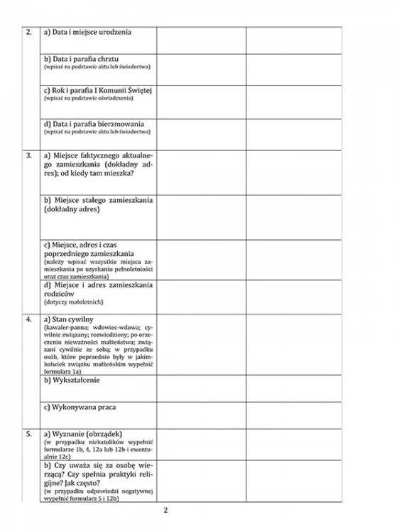 Protokół przedmałżeński - druki do kancelarii parafialnej (50 sztuk formatu A4)
