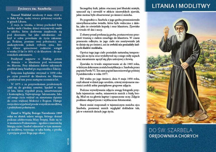 Folder składany Litania i Modlitwy do Świętego Charbela (25 sztuk) księgarnia religijna sklep