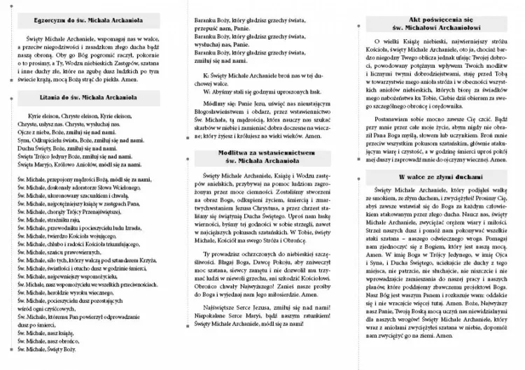 Folder składany Litania i Modlitwy do Świętego Michała Archanioła(25 sztuk)