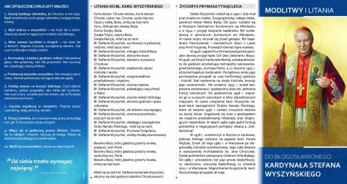 Folder składany Litania i Modlitwy do bł. kard. Stefana Wyszyńskiego (25 sztuk)