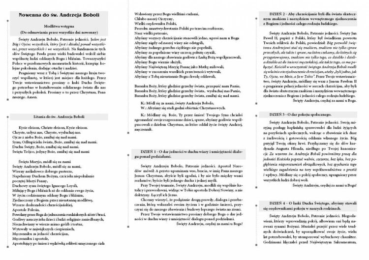 Folder składany Nowenna do świętego Andrzeja Boboli