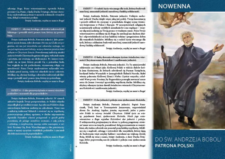 Folder składany Nowenna do świętego Andrzeja Boboli