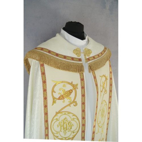 Biała kapa liturgiczna na nabożeństwa eucharystyczne K245 producent szat liturgicznych sklep