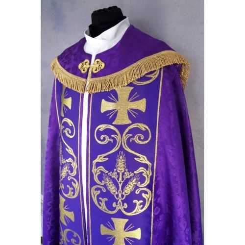 Fioletowa kapa pogrzebowa na cmentarz K26 uroczystości pogrzebowe szaty liturgiczne