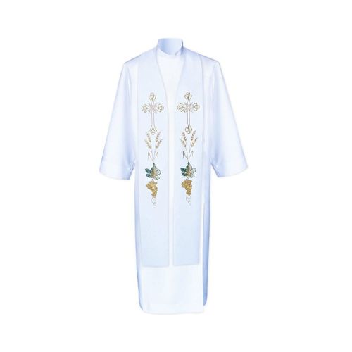 Szaty liturgiczne producent, stuły kapłańskie: Biała długa stuła do koncelebry z bogatym haftem K44