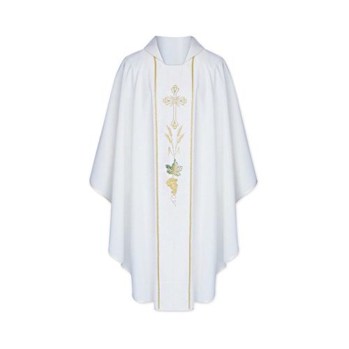 Biały ornat z pasem haftowanym K138 sklep produkcja szat liturgicznych