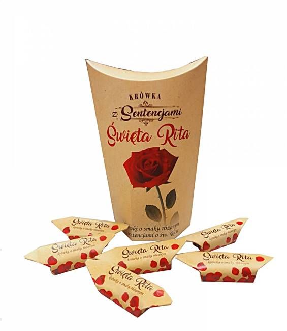 Krówki o smaku różanym z sentencjami o św. Ricie 250g sklep chrześcijański