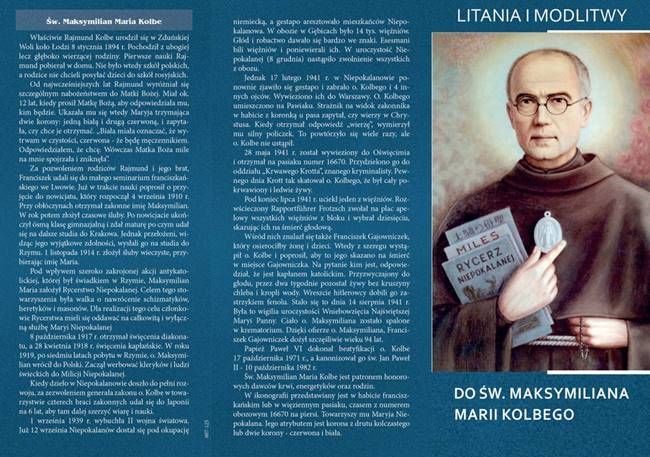 Folder składany Litania i Modlitwy do Świętego Maksymiliana Kolbe (25 sztuk) sklep chrześcijański