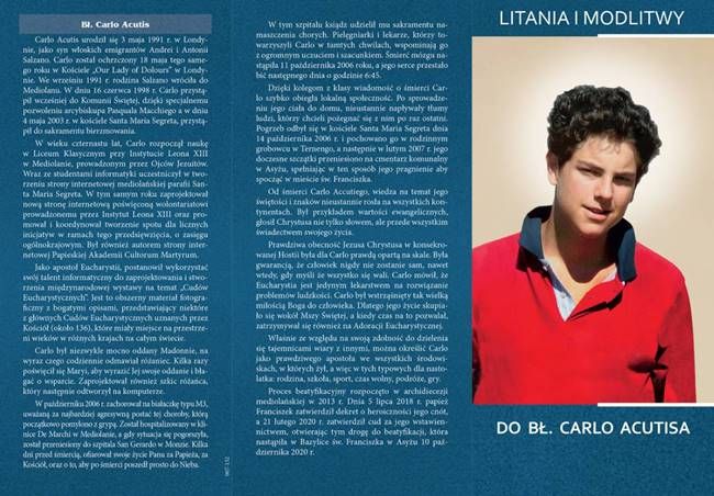 Pomoce duszpasterskie: Folder składany Litania i Modlitwy do bł. Carlo Acutisa (25 sztuk)