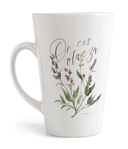 Kubek wysoki latte "On cię otacza ..." Ps 139 ksiegarnia religijna sklep chrześcijański