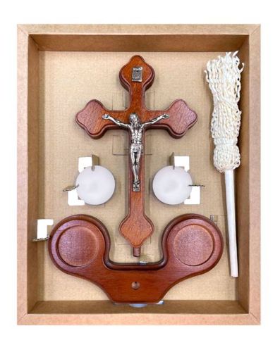 Zestaw na wizytę duszpasterską - krzyżyk, świece, kropidło KK003-C19 cm sklep chrześcijański z dewocjonaliami
